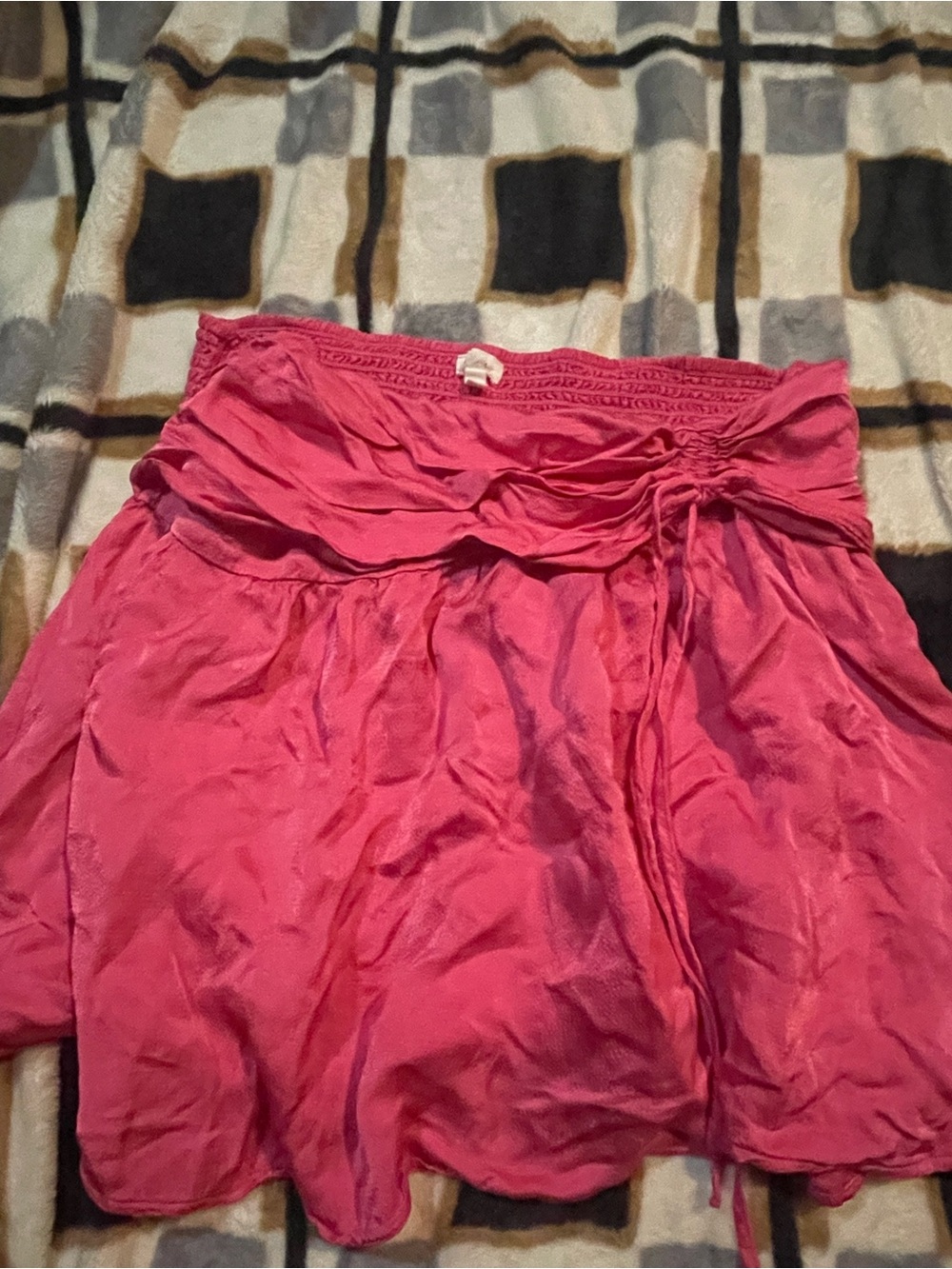 aerie Fuchsia Satin-Feel Drawstring Skater Skirt